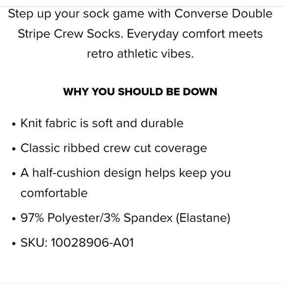 Converse Double Stripe 3-PK Crew Sock - Picture 3 of 5